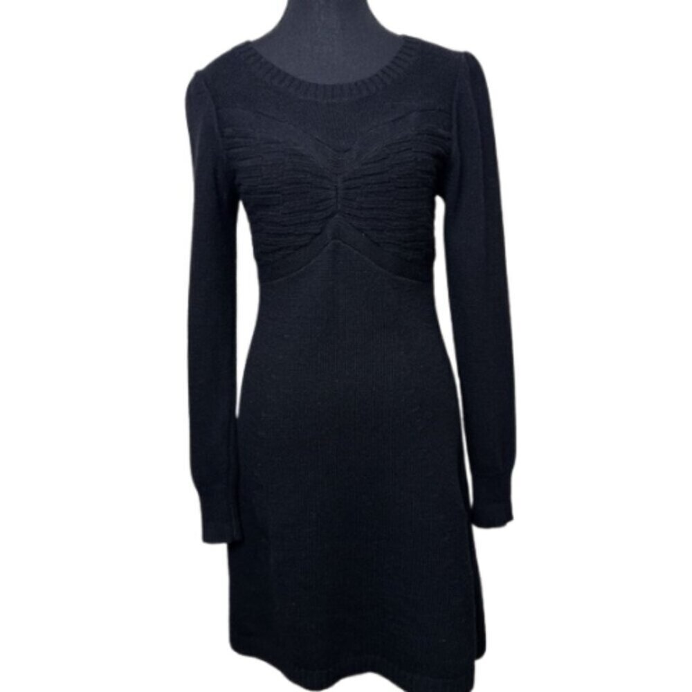 BCBGMAXAZRIA Womens Small Crew Neck Long Sleeve Cashmere Sweater Dress - Picture 2 of 14